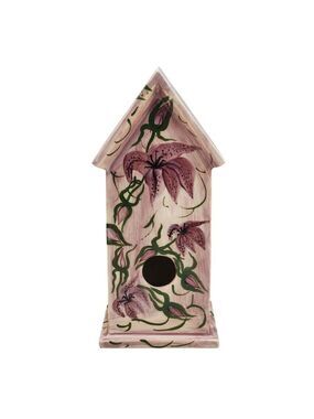 Hand-Painted Ceramic Birdhouse With Floral Design By Visions Of Nature Mary M Co